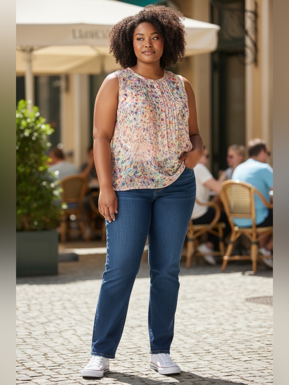 Liz Claiborne Multicolor Floral Sleeveless Blouse